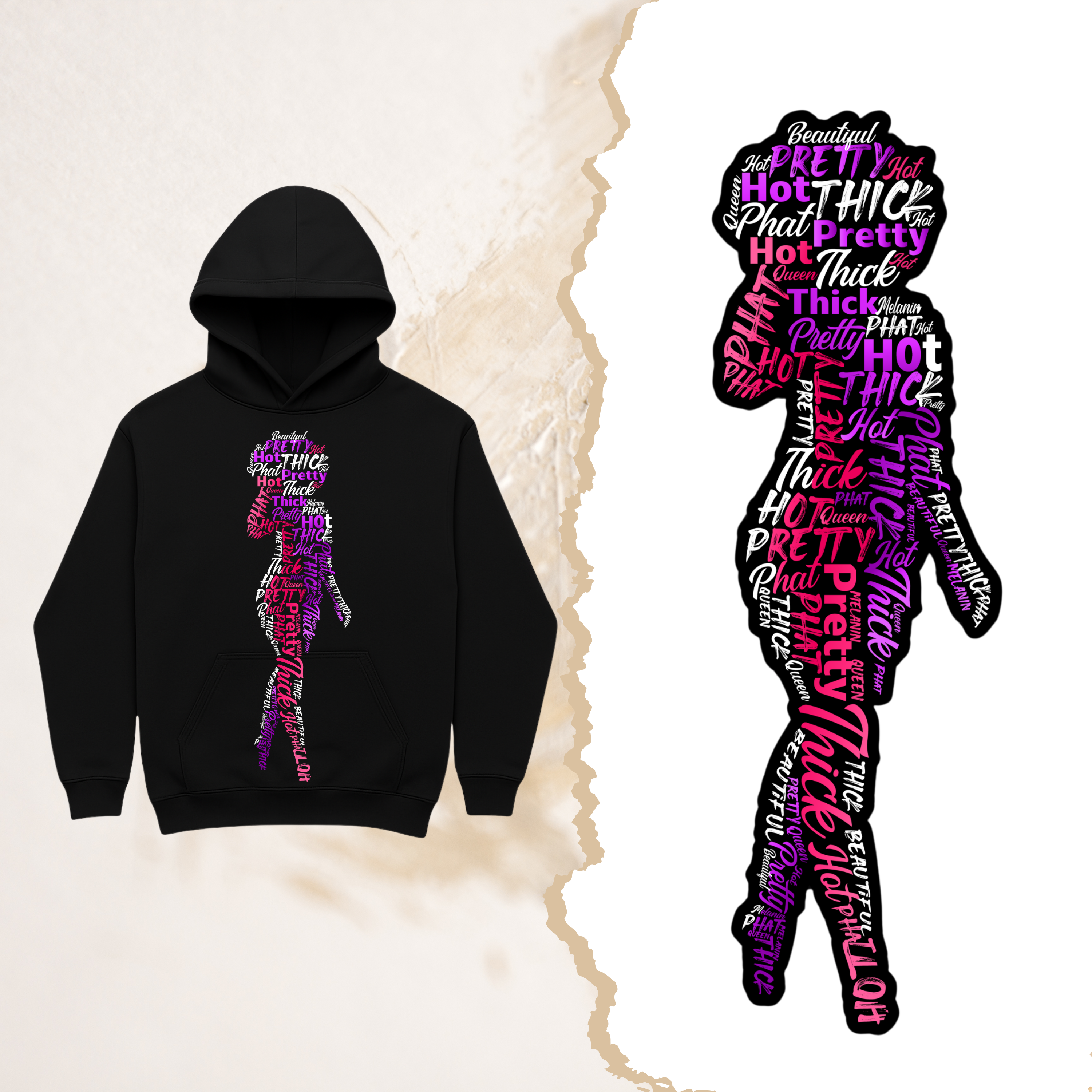 Pink and Purple Afro Queen Hoodie mockup front view