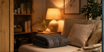 Cozy room corner with soft lighting and blanket representing emotional comfort and safety