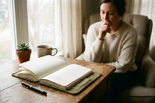 Open journal representing reflection and processing difficult emotions through writing.